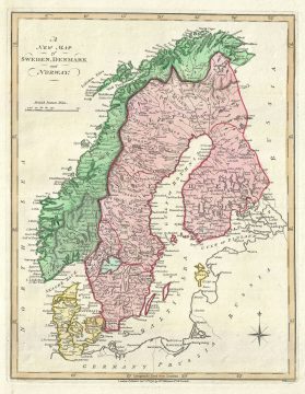 1793 Wilkinson Map of Scandinavia: Sweden, Norway, Denmark and Finland