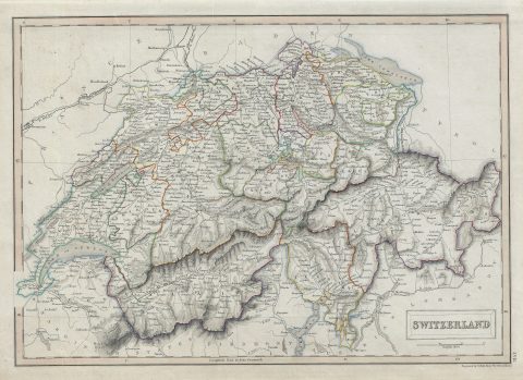 1840 Black Map of Switzerland