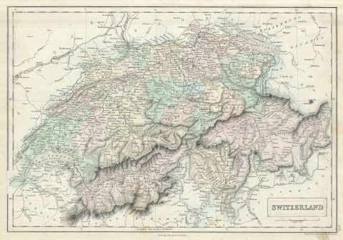 1851 Black Map of Switzerland