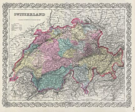 1856 Colton Map of Switzerland