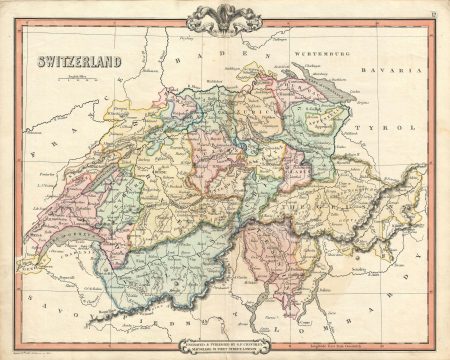 1850 Cruchley Map of Switzerland