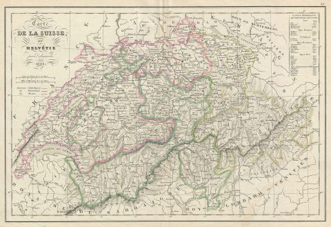 1843 Delamarche Map of Switzerland