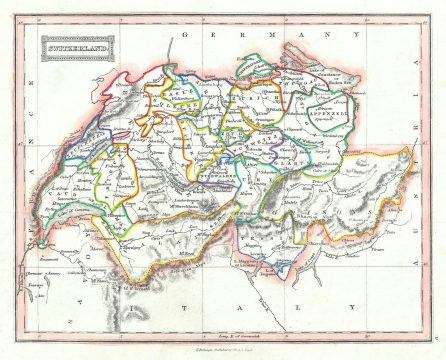 1845 Ewing Map of Switzerland