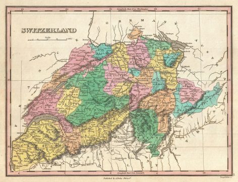 1827 Finley Map of Switzerland