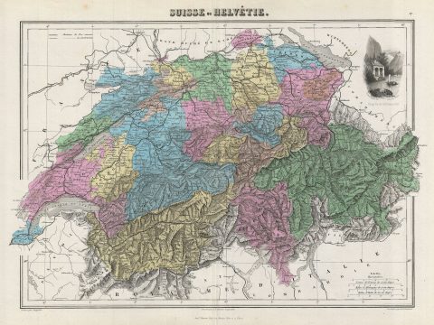 1878 Migeon Map of Switzerland