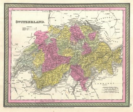 1854 Mitchell Map of Switzerland