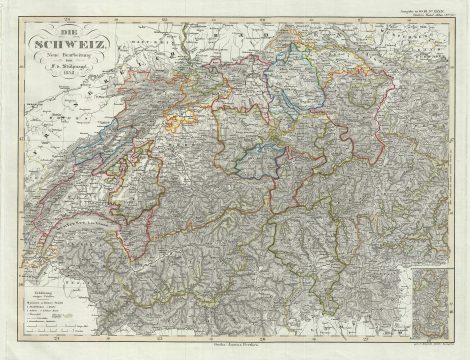 1852 Perthes Map of Switzerland