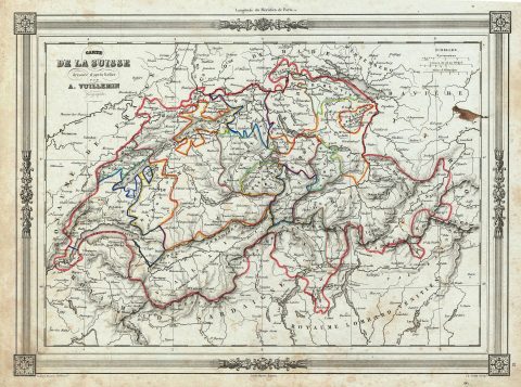 1852 Vuillemin Map of Switzerland