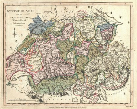 1794 Wilkinson Map of Switzerland