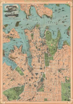 1909 Robinson Pictorial 'Aeroplane' Map of Sydney, Australia