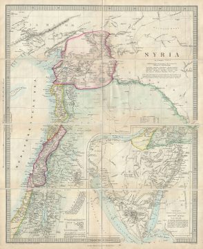 1858 W. Hughes Map of Syria, Israel and Holy Land (with Sinai Peninsula, Egypt)