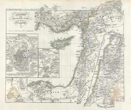 1854 Spruner Map of Palestine, Israel, or the Holy Land during the Crusades