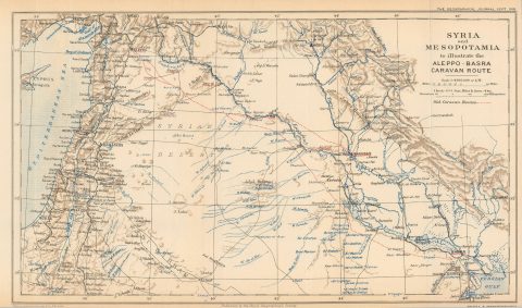 1918 Royal Geographical Society Map of Syria and Mesopotamia