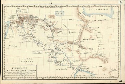 1790 Beauchamp Manuscript Map of Persia / Iran, Iraq, and Syria