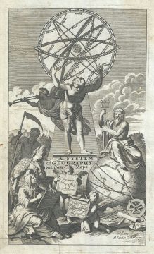 1701 Moll Title Page for a System of Geography (showing armillary sphere)