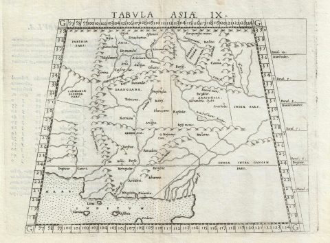 1588 Ruscelli and Ptolemy Map of Persia, Afghanistan, and Pakistan