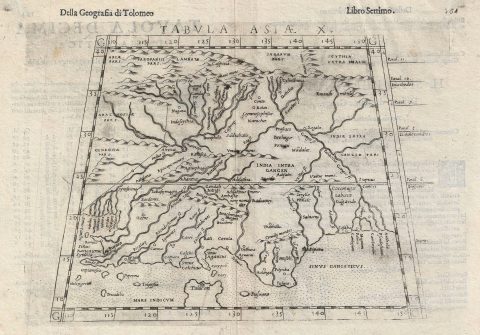 1588 Ruscelli and Ptolemy Map of Northern India