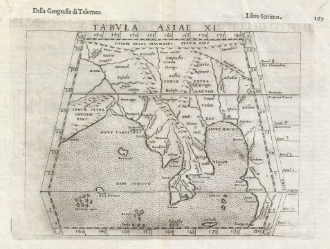 1588 Ruscelli and Ptolemy Map of Southeast Asia
