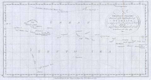 1780 Cook / Hogg Map of Tahiti ( Society Islands )