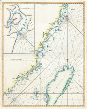 1780 Mannevillette Map or Nautical Chart of Taiwan (Formosa) and Fujian, China