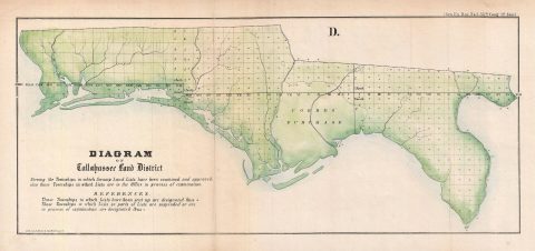 1855 Public Survey Map of the Tallahassee Land District, Florida