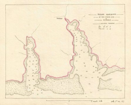 1835 Manuscript Map of Taloo Harbor on Mo'orea Island, French Polynesia