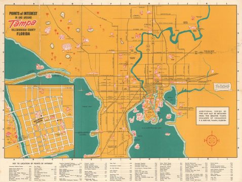 1947 Greater Tampa Chamber of Commerce City Map or Plan of Tampa, Florida