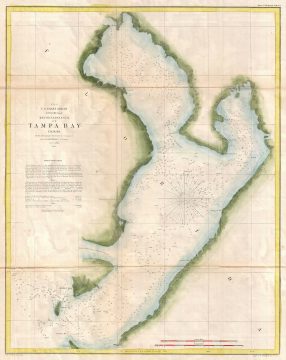 1855 U.S. Coast Survey Chart or Map of Tampa Bay, Florida
