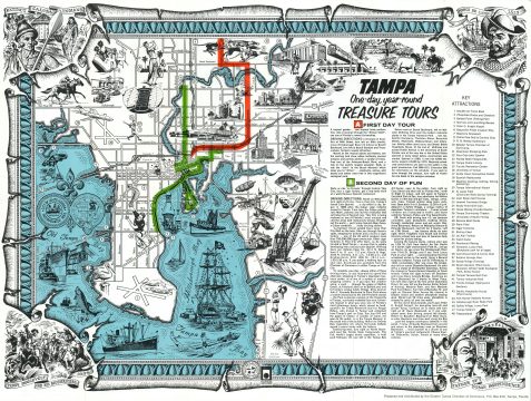 1960 Tampa Chamber of Commerce Pictorial Tourist Map of Tampa, Florida