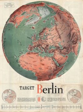 1943 F. E. Manning World War II Propaganda Map of the World: Target Berlin