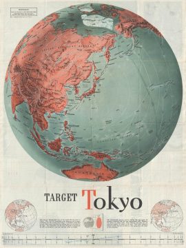1943 F. E Manning World War II Propaganda World Map: Target Tokyo