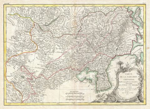 1770 Bonne Map of Chinese Tartary, Mongolia, Manchuria and Korea (Corea)