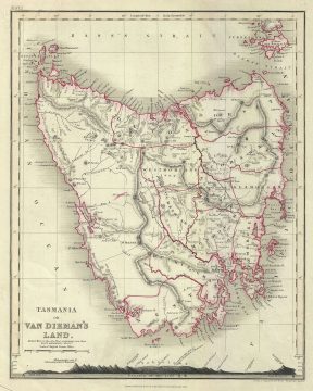 1860 Dower Map of Tasmania or Van Diemen's Land