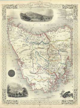 1851 Tallis and Rapkin Map of Van Diemen's Land or Tasmania