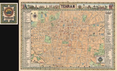1958 Sahab Pictorial Map of Tehran, Iran