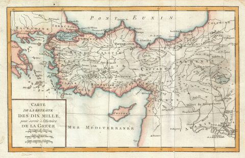1770 Delisle de Sales Map of the Retreat of the Ten Thousand Greeks