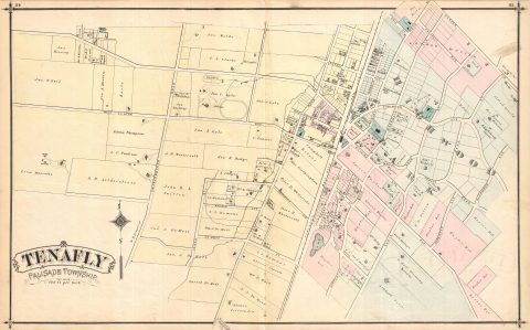 1876 Walker Map of Tenafly in Palisade, New Jersey