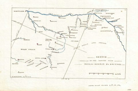 1835 Manuscript Map of Eastern Hoshungabad, Madhya Pradesh, India
