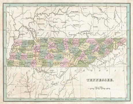 1835 Bradford Map of Tennessee