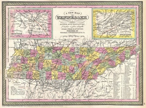 1854 Mitchell Map of Tennessee