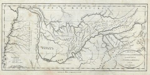 1796 John Reid Map of Tennessee - one of the earliest obtainable maps of Tennessee