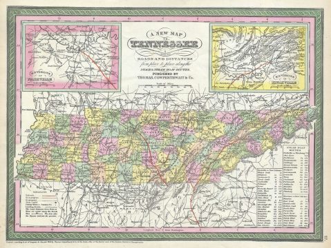 1854 Mitchell Map of Tennessee