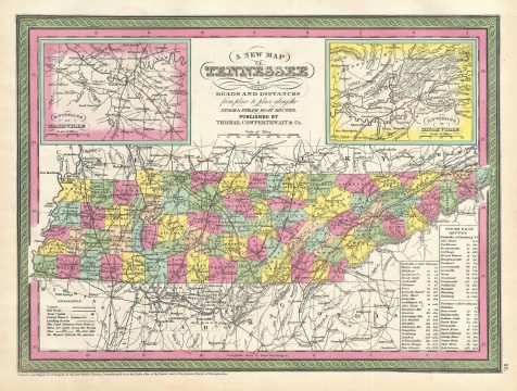 1854 Mitchell Map of Tennessee