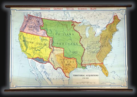 1940 Denoyer-Geppert Wall Map of Land Purchases by the United States