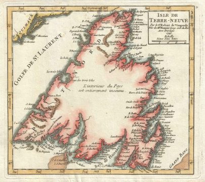 1749 Vaugondy Map of Newfoundland