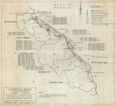 1968 'Engineering Branch' Manuscript Map of Vietnam / Tet Offensive