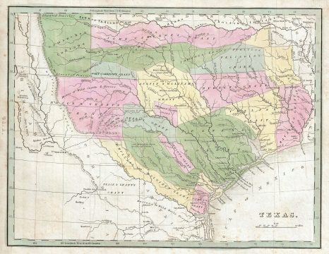 1835 Bradford Map of the Republic of Texas (first specific Map of Texas in an atlas)