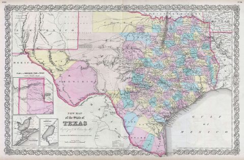 1856 Colton Map of Texas