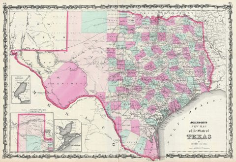 1863 Johnson Map of Texas