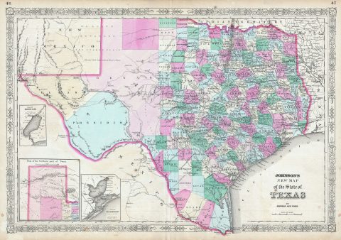 1865 Johnson Map of Texas